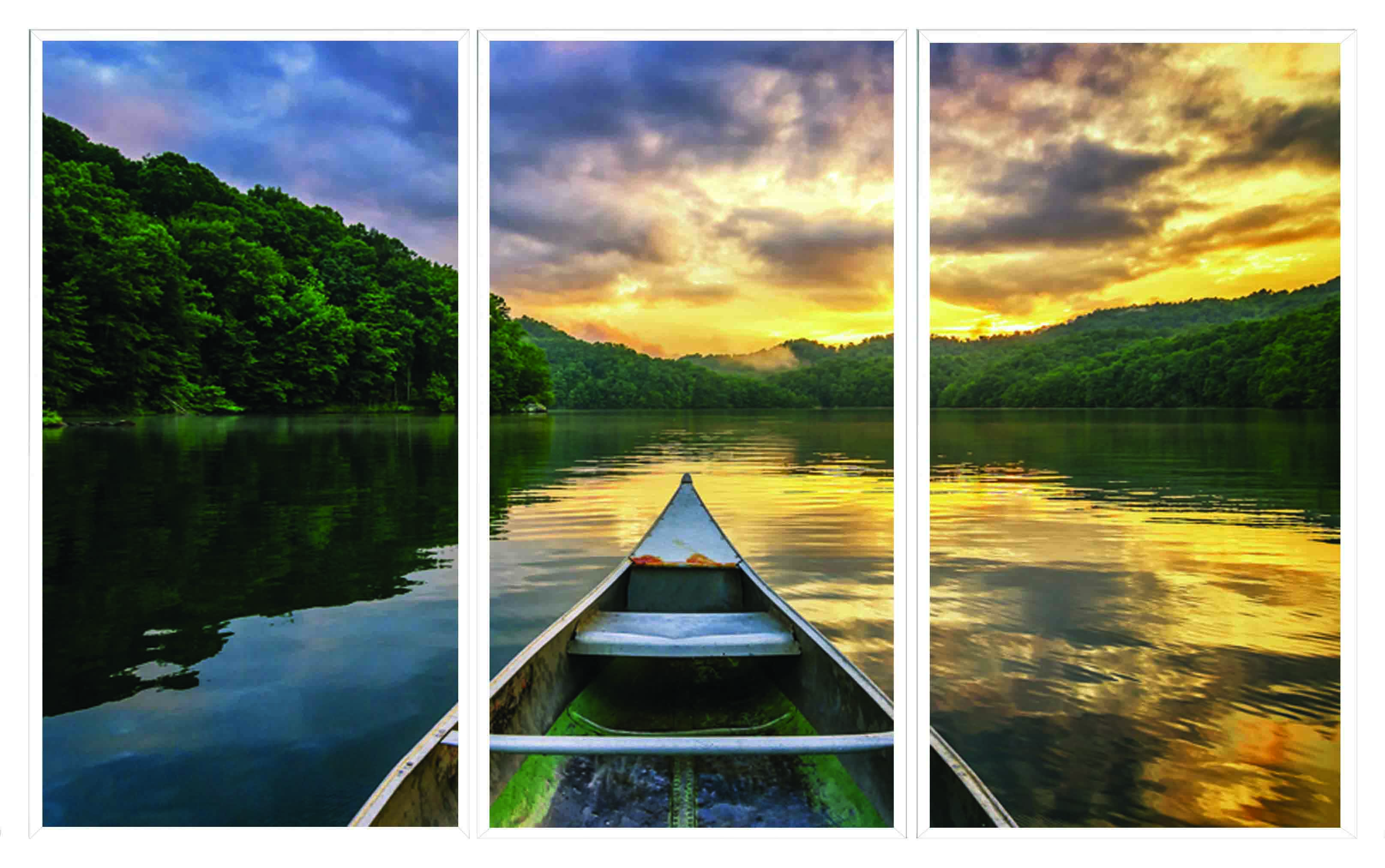 ASG437 Wall décor art printed on glass river set of 3